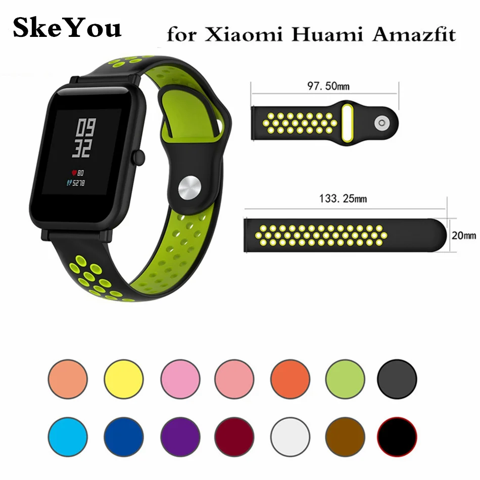 Двухцветный сшивание сменный ремешок для часов 20 мм для Xiaomi Huami Amazfit Bip 22 мм ремешок для samsung gear S3 Смарт-часы