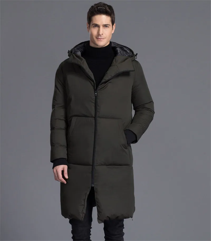 Парка мужская на белом утином пуху с капюшоном черная размер WXF190 зимняя 2020 |