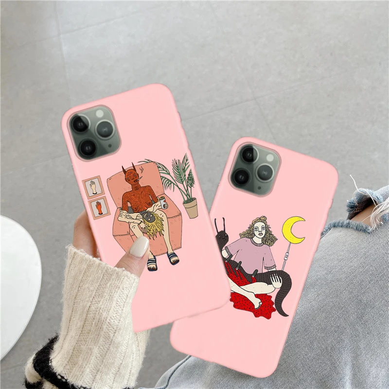 

Fashion flowerpot female art Candy Phone Case For iPhone 11 12 Pro XR XS MAX 8 7 6 Plus SE 20 Frosted TPU Cases Soft Back Cover