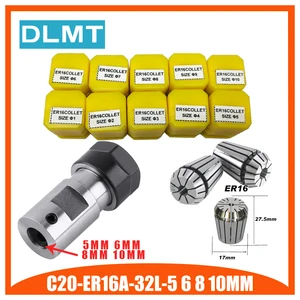 Патрон ER16Spring 10 шт. C20 ER16, вал двигателя, Удлинительный стержень, шпиндель, патрон токарного станка, внутренний держатель инструментов 5 мм 6 мм 8 мм 10 мм