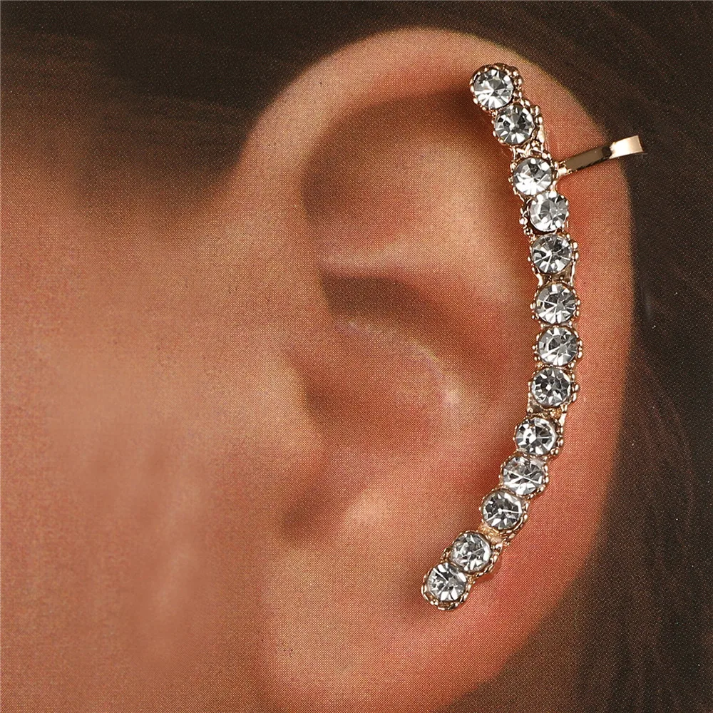 Модные серьги инкрустированные кристаллами с имитацией жемчуга манжеты