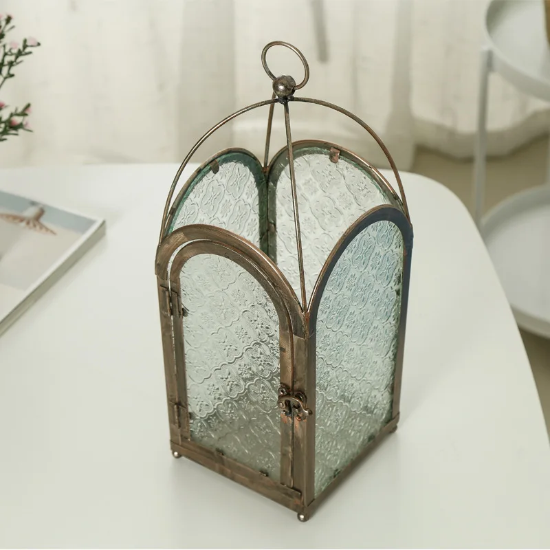 

Nordic Retro Candle Holder Home Furnishing Iron Glass Candle Holder Classical Romantic Candlelight Dinner Decoration Decoration