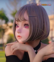 km1119handmade cute femalegirl resin half head cosplay japanese anime role play lolita kigurumi mask crossdresser doll