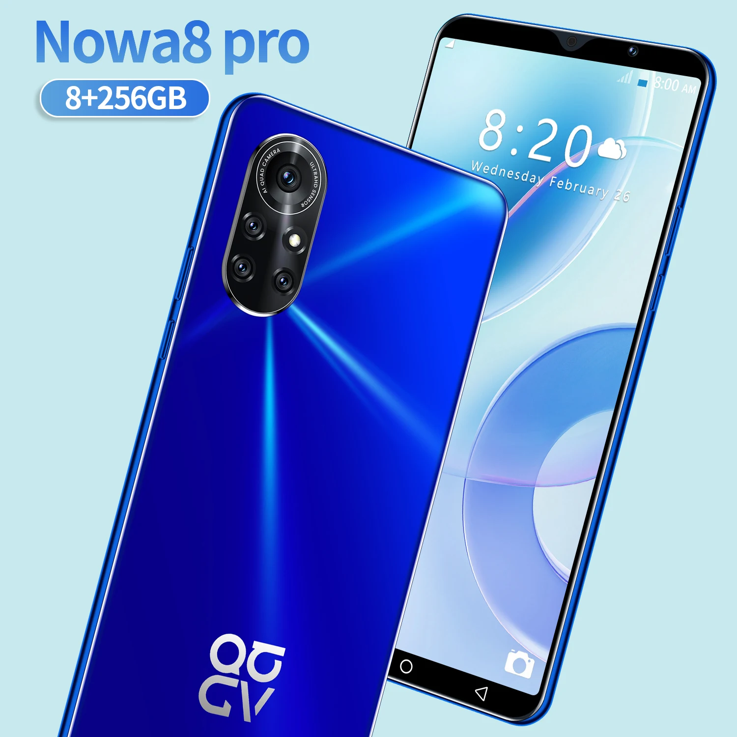 

Global Version Huawe Nowa8 Pro Smartphone 6.0 Inch Full Screen Deca Core 6800mAh 12GB 512GB 4G 5G Network 2021 New Mobile Phone
