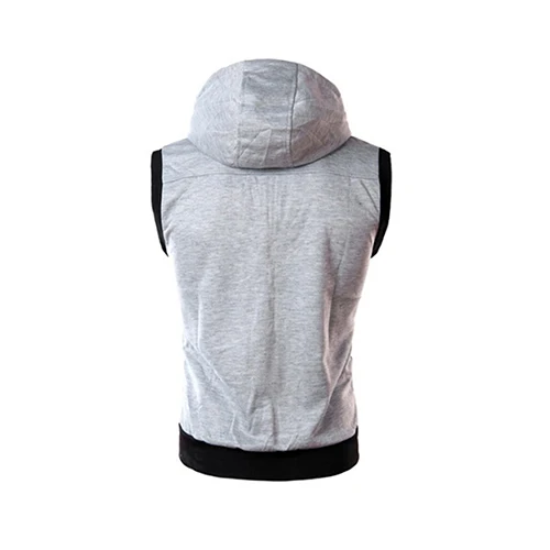

New Men's Fashion s Drawstring Hooded Zipper Slim Fit Vest Waistcoat Outerwear