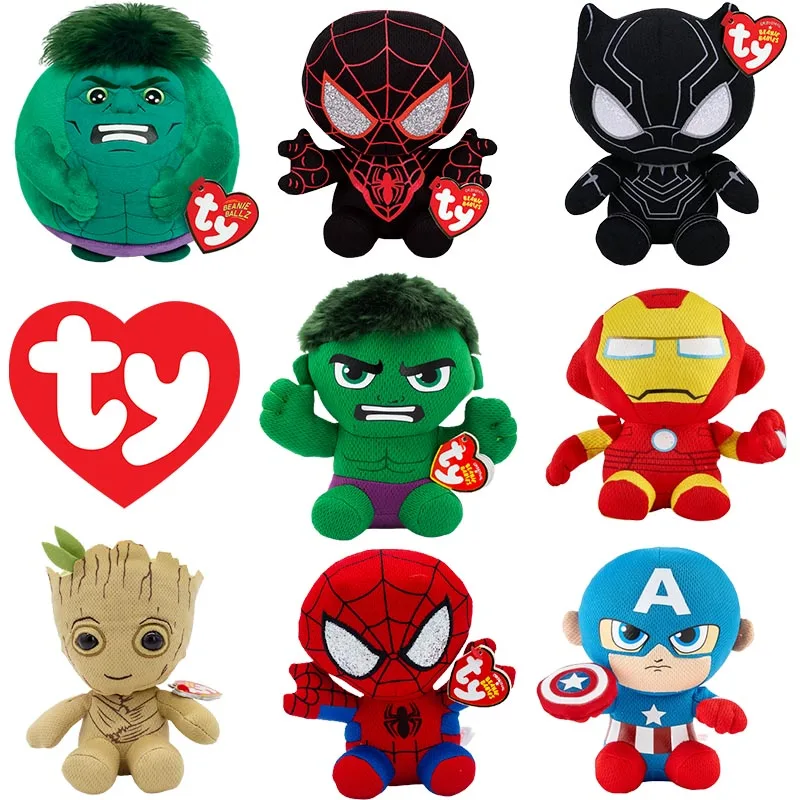 15 см Ty мягкая горох плюшевые мягкие Groot черный пантера Халк Капитан Америка