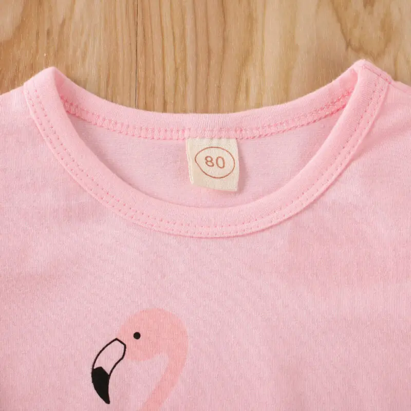 Одежда для младенцев малышей маленьких девочек топы с фламинго короткие штаны