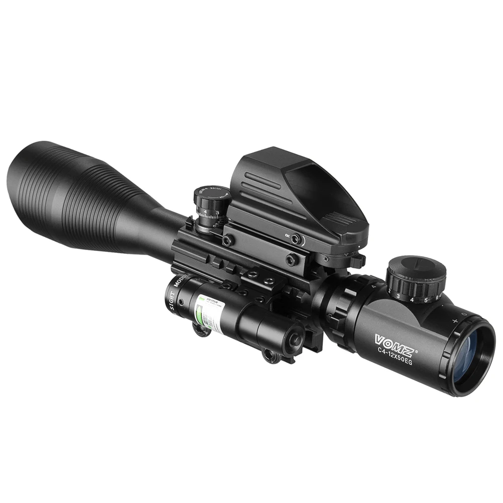 

4-12x50 Scope Illuminated Rangefinder Reticle Rifle Holographic 4 Reticle Sight 20mm Red Grenn Laser For Hunting