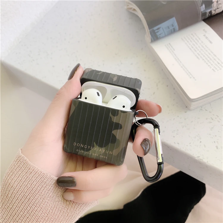 Модный белый камуфляж зеленый мрамор анти-падение беспроводной для iPhone airpods 1 2 для iPhone гарнитура чехол Мягкий силиконовый чехол