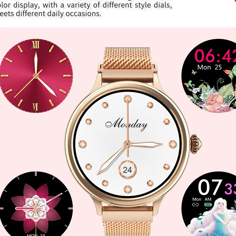 

EnoLX H58 Women Smart Watch, Full Cycle Full Touch Round Screen, HM4 Female Function Smartwatch For Ladies watches, Lady Band