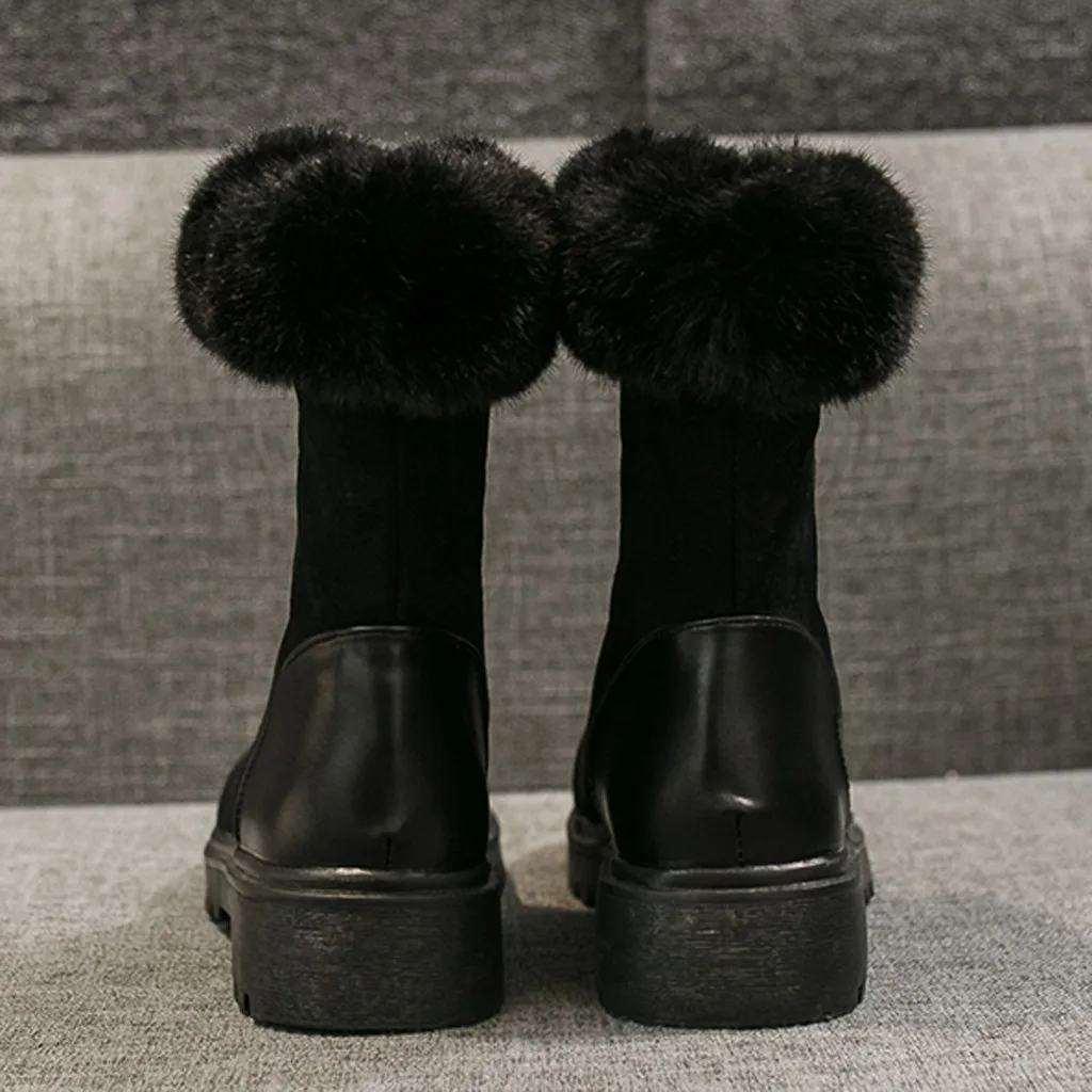 Женские ботинки на платформе Уличная обувь женские высокие плюшевые молнии