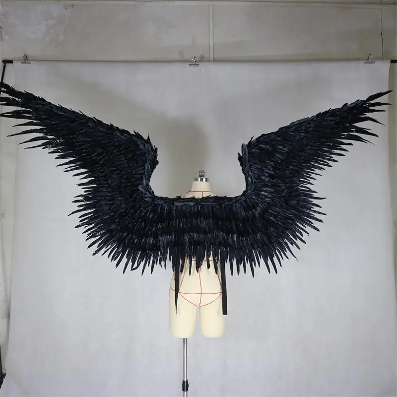 2021 new Black feather wing devil angel Halloween wings catwalk model large holiday party men's Party Props free shipping | Дом и сад