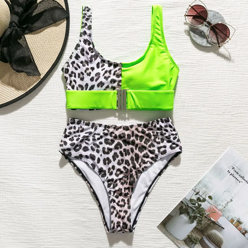 Бикини Bikinx из кусков леопардовая расцветка,, Холтер, пуш-ап, женский купальник, сдельные боди, Сексуальная Пряжка для купальника, купальник для женщин