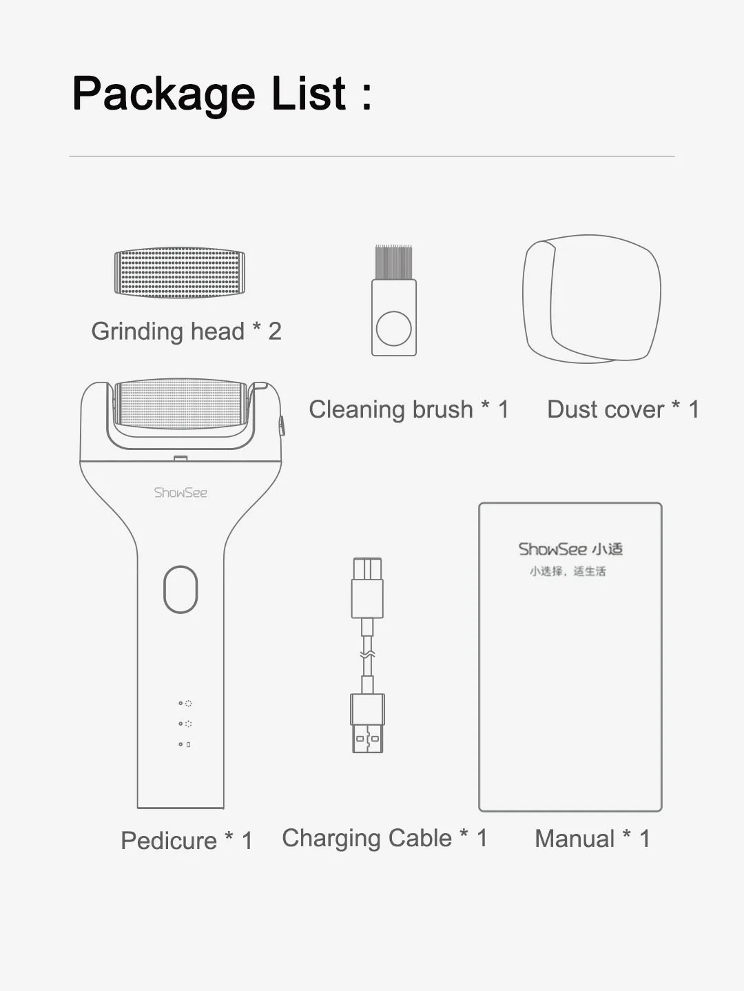 

Xiaomi Showsee Electric Pedicure Foot Care Grinding Skin Hard Rupture Remover Foot File Grinder Dead Skin Remover Pedicure Tools