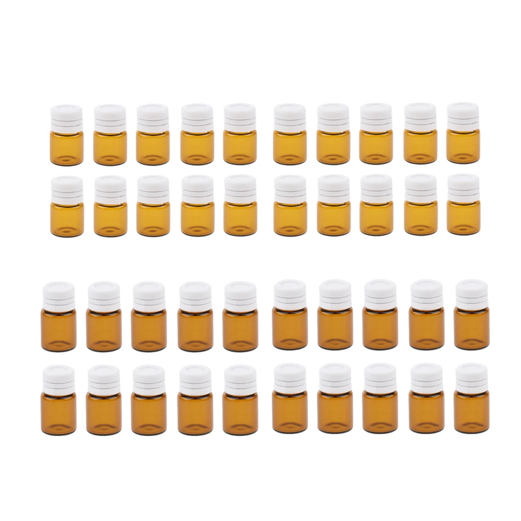 Пустой Янтарный стеклянный мини флакон для образцов эфирных масел 40 шт. 1 мл/2 мл