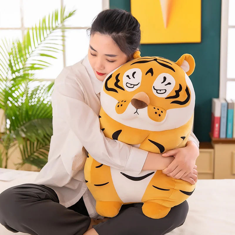 40/50/60cm Fat Round Tiger Pillow Doll Stuffed Super Soft Plush Forest Animal Toy High Quality Home Decor Xmas Gift For Kids - купить по