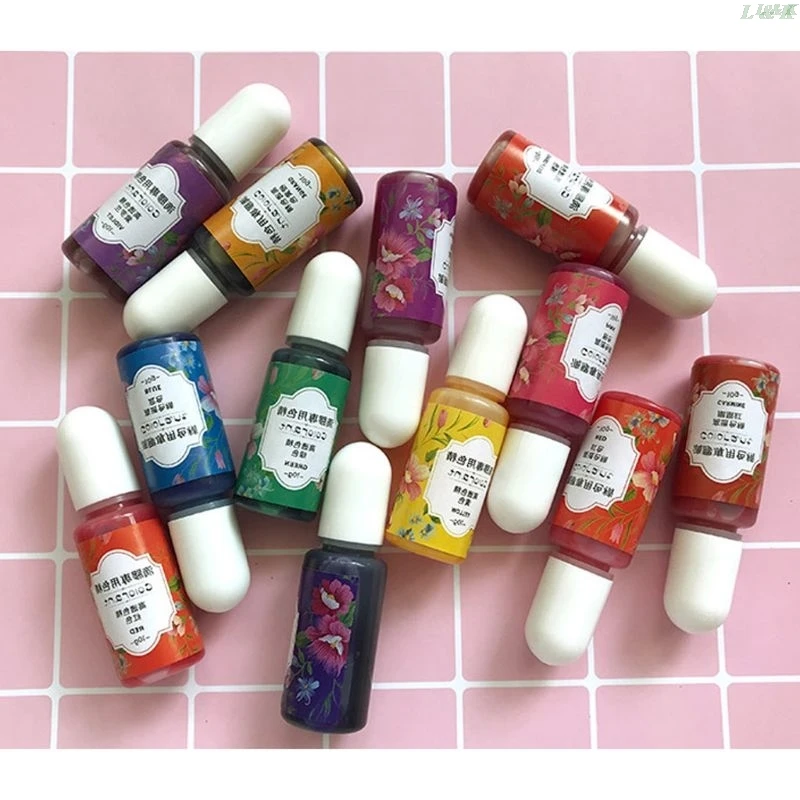 

13 Colors Epoxy UV Resin Coloring Dye Liquid Epoxy Pigment Resin Colorant Fading Resistance10ml Translucent