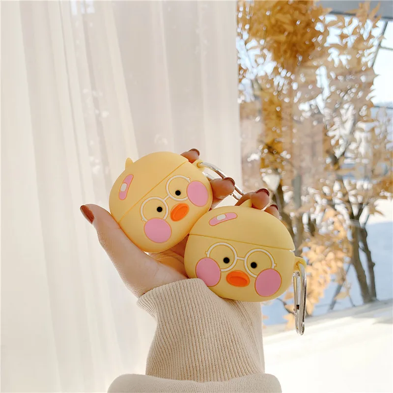 Для AirPods 2 Чехол милый мультфильм утка беспроводной Bluetooth наушники чехол для iPhone Air