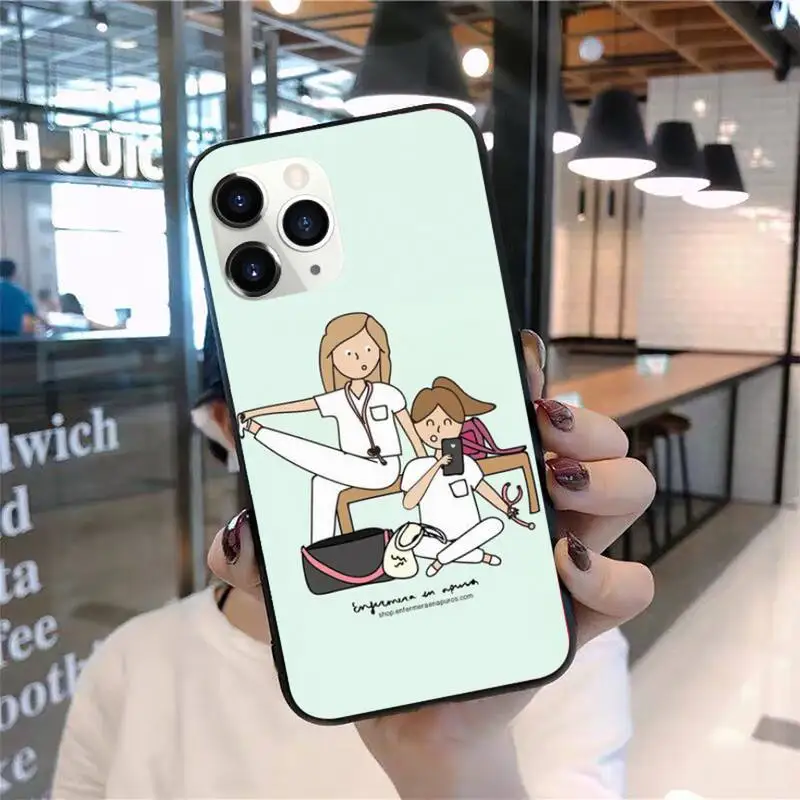 

Spain Cartoon Medicine Doctor Nurse fashion Phone Case for iPhone 11 12 pro XS MAX 8 7 6 6S Plus X 2020 XR Mini