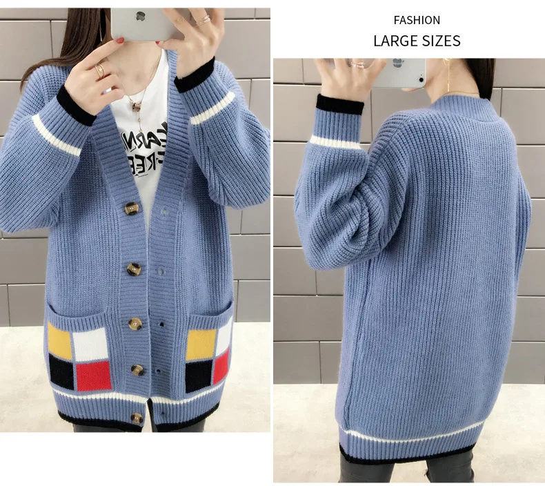 Популярный свитер для женщин Свободное длинное пальто кардиган Harajuku Manteau Femme Hiver