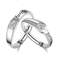 new 2021 fashion brand silver jewelry english dear heart shaped wedding ring opening adjustable couple rings men and women