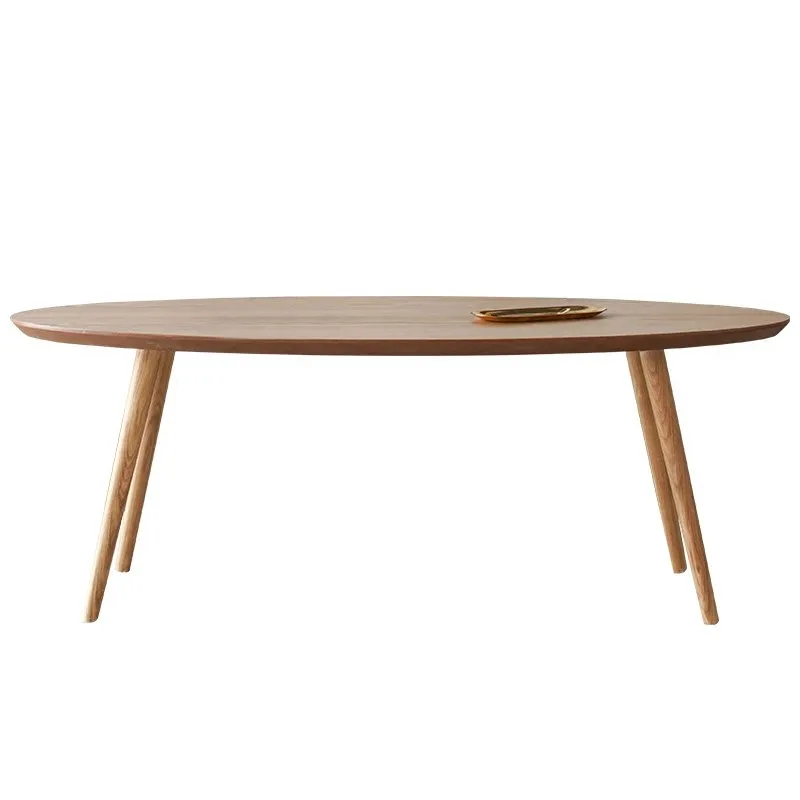 

Небольшой круглый чайный столик в североевропейском стиле из массива дерева, овальная мебель для гостиной, современный простой журнальный ...