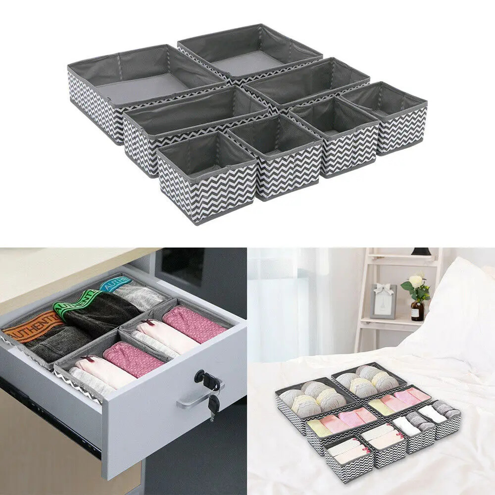 

6/8Pcs/Set Storage Drawer Organiser Storage Box Tidy Socks Bra Ties Draw Divider Foldable Drawer Organizer