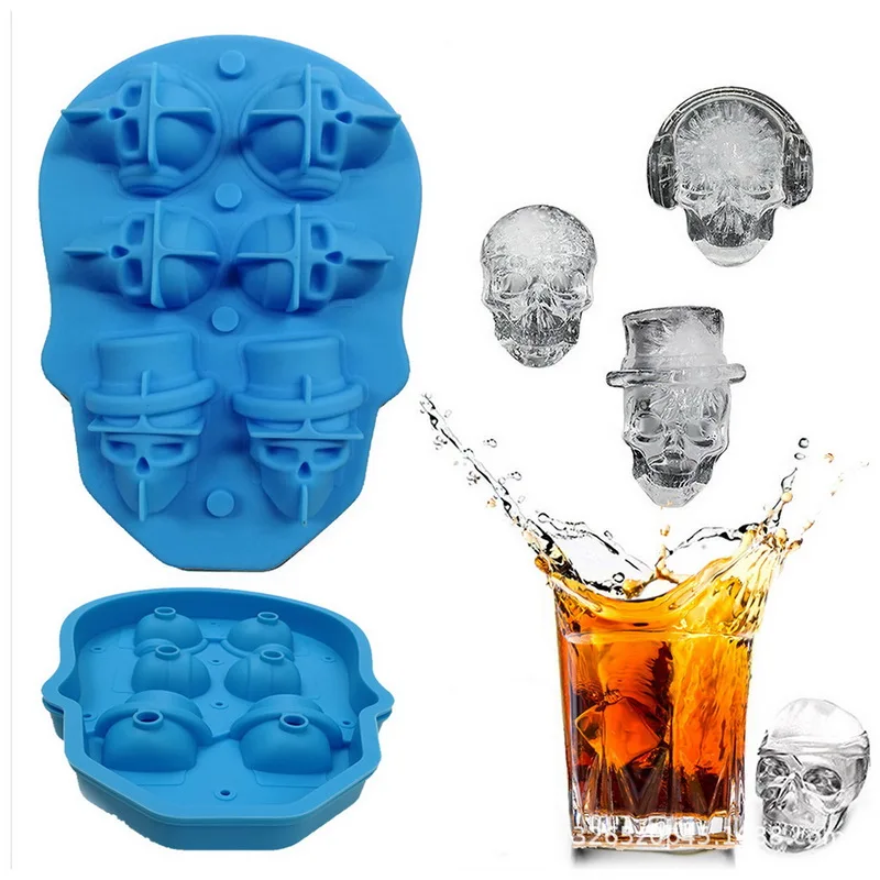 Силиконовый поднос для кубиков льда 3D форма черепа изготовитель виски коктейлей