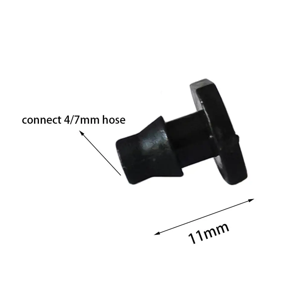 Black 30Pcs Garden 1/4'' Hose End Connector Greenhouse Micro Drip Irrigation System Adapter 4/7mm Hose End Caps - Color: Black