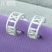 doteffil 925 sterling silver hollow roman numerals hoop earrings for woman wedding engagement party fashion charm jewelry