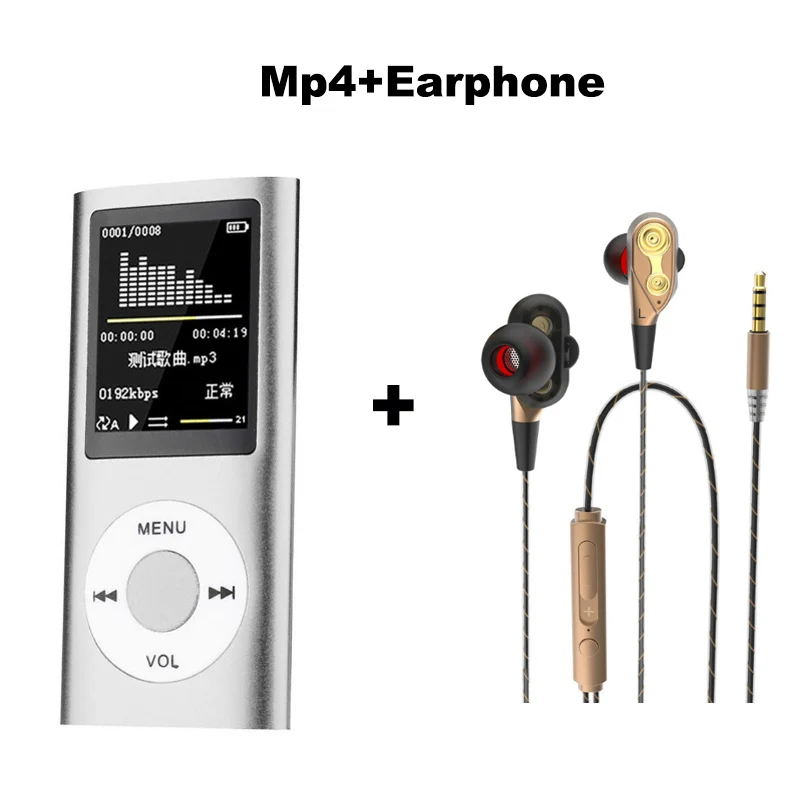 silver MP4 earphone MP4 плеер MP3 цифровой светодиодный видео 1," lcd MP3 MP4 музыкальный видео медиаплеер FM радио музыка домашняя фото спортивный инструмент - Цвет: silver MP4 earphone