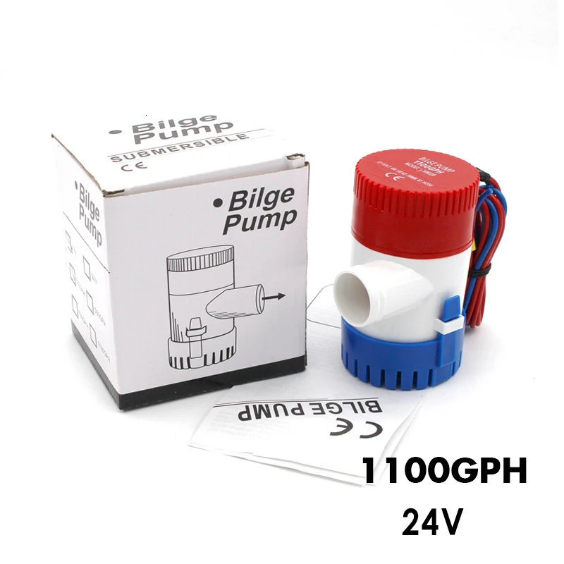 1100GPH 24V Трюмный насос 350 500 750 1100GPH DC 12 В 24 В Электрический водяной насос для Aquario погружной гидросамолет моторный дом плавучие лодки - Напряжение: 1100GPH 24V