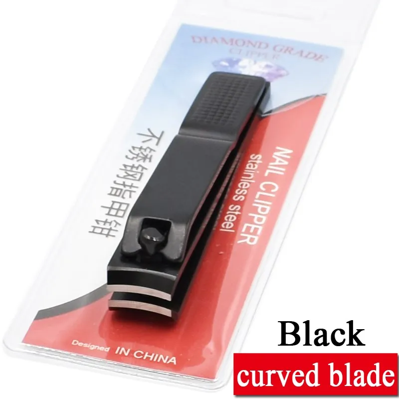 Curved-Black Высококачественные Серебристые черные кусачки для ногтей, прямые лезвия из нержавеющей стали, кусачки для ногтей, триммер, идеально подходит для маникюра, педикюра, инструменты - Цвет: Curved-Black