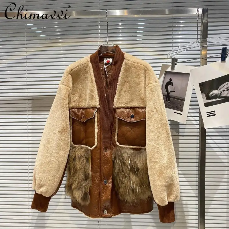 

Зимняя одежда 2021, модная Толстая теплая куртка со шитьем из лисьего меха, с длинным рукавом, свободная уличная одежда, куртка, кожаное пальто