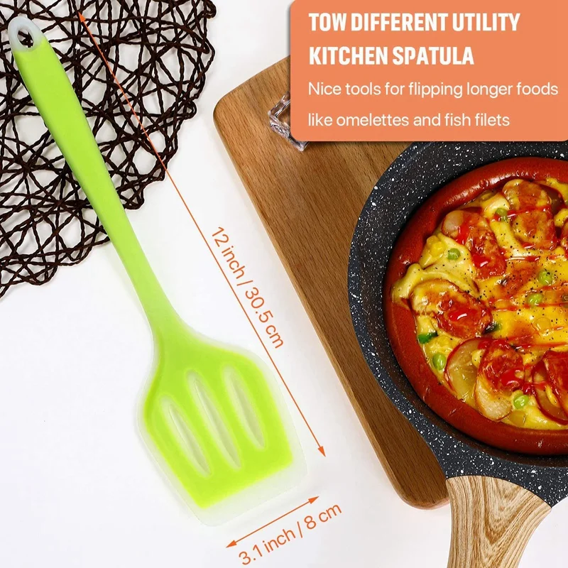 Фото 2 Pieces Silicone Turner Spatula Slotted Heat Resistant Non-Stick Kitchen Utensil For Fish Eggs Pancakes 12 Inch Дом и сад 2 Pieces Silicone Turner Spatula Slotted Heat Resistant Non-Stick Kitchen Utensil For Fish Eggs Pancakes 12 Inch Дом и сад