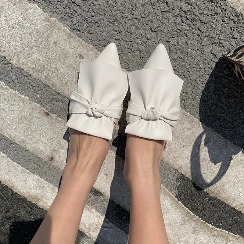 Bailehou/женские тапочки обувь на плоской подошве туфли без задника женская с бантом