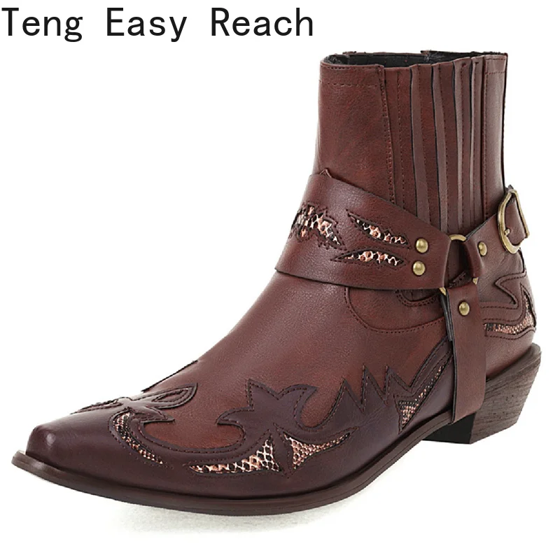 

Fashion Western Cowboy Boots Women Chelsea Boots Wedge Winter Pu Leather Boots Pointed Toe Cowgirl Short 2021 Women's Sexy Boots