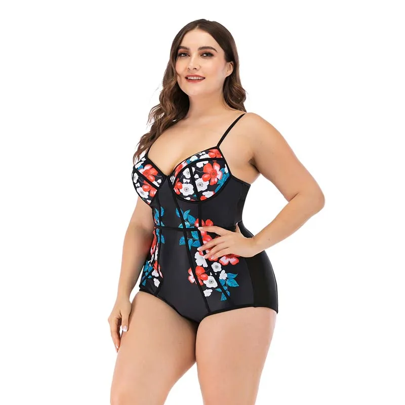 

Fashion women floral swimwear plus size one piece swimsuit monokini bikini big size Bathing Suit Plus Size Swimwear