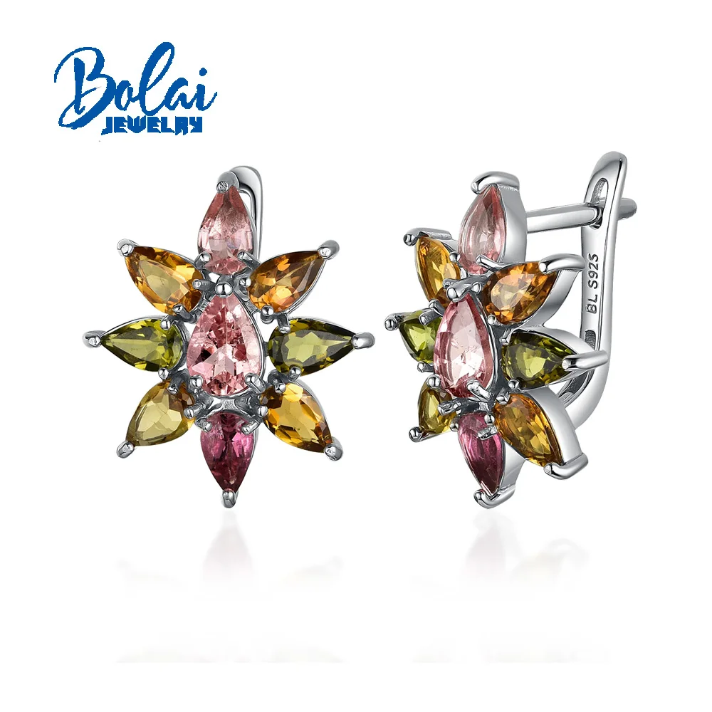 

Bolai, натуральный турмалин, груша, драгоценный камень, серьги, 925 пробы, серебро, простая повседневная одежда, Женские Ювелирные украшения