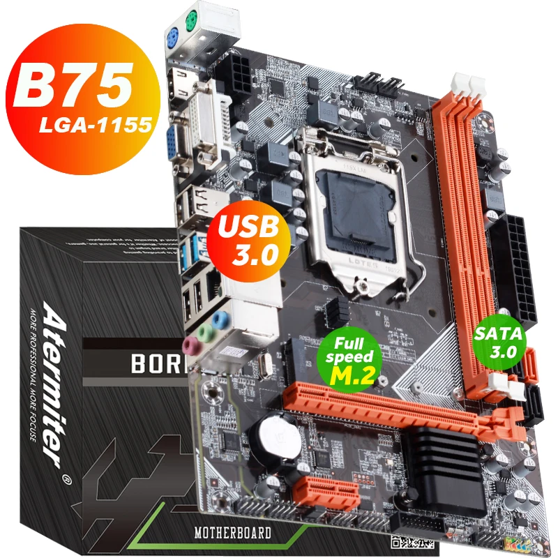 Комплект материнской платы Atermiter B75 с Intel Core I7 3770 2x8 ГБ = 16 1600 МГц DDR3 радиатор для