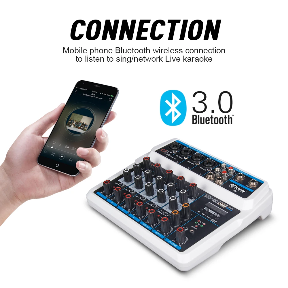 6 канальная портативная цифровая диджейская консоль M6 аудиомиксер со звуковой