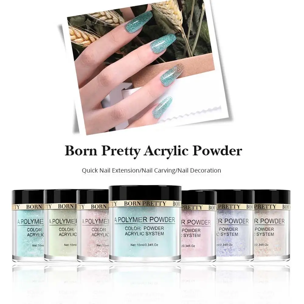 BORN PRETTY Блестящий акриловый Dip порошок для ногтей полимерный порошок розовые блестки для наращивания ногтей маникюр 12 цветов