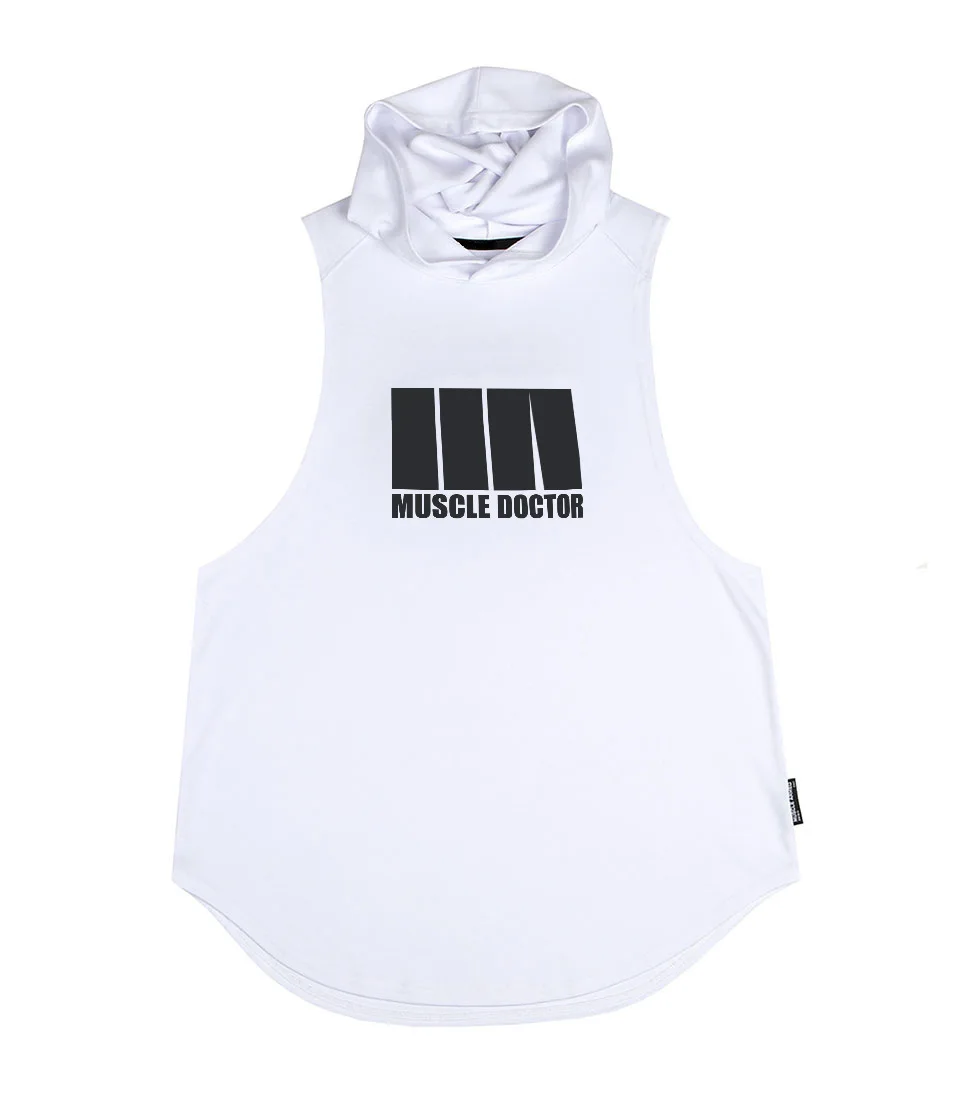 

New summer leisure vest for men's sports and fitness hooded vest