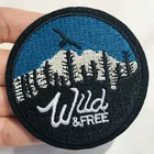 Бесплатная доставка, 1 шт., круглые наклейки в виде чайки для детской одежды, наклейки с утюгом на горном пике, Аппликации, вышитые значки