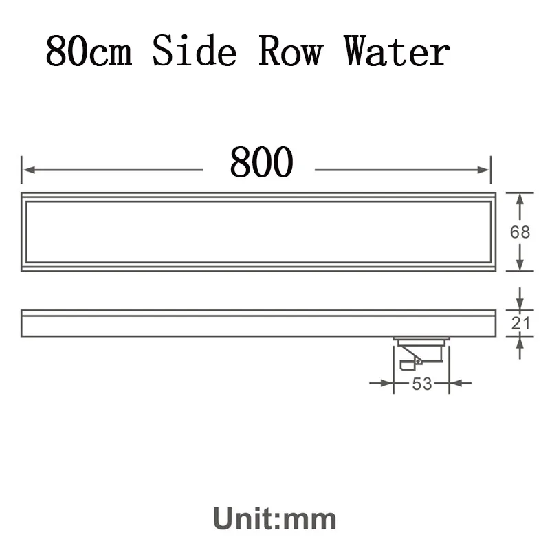 80cm Side Row Water Слив для ванной комнаты 60 см 80 см 100 см 120 см SUS304 из нержавеющей стали дезодорирующий боковой ряд душевых стоков матовый - Цвет: 80cm Side Row Water