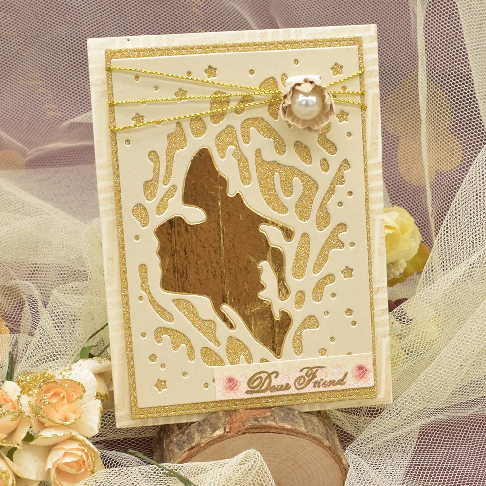 Девушки сторона лица профиль рамка штампы прямоугольник металла резки для DIY