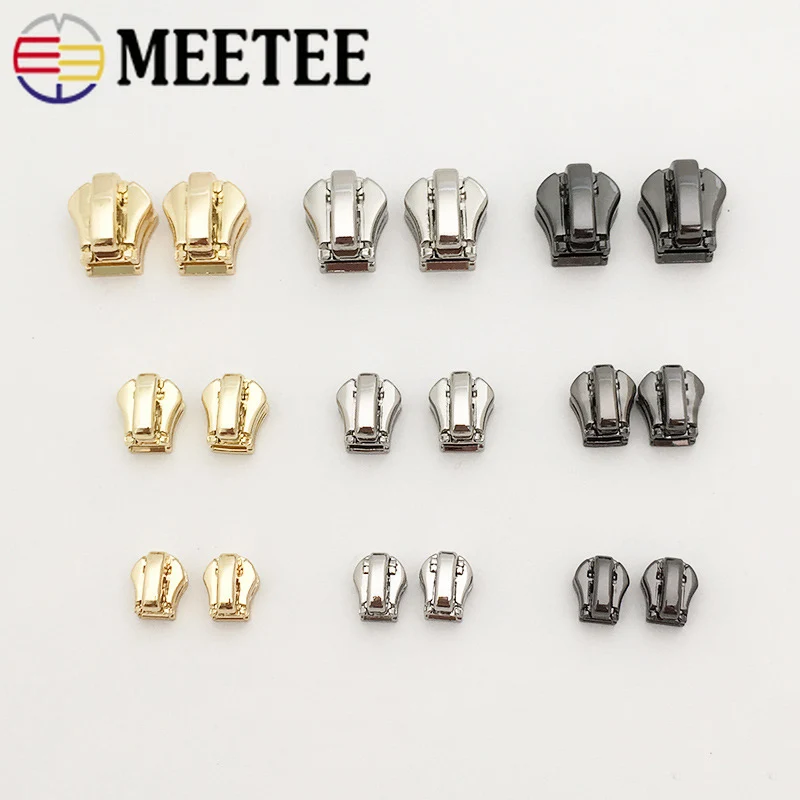 

10Pcs Meetee 3# 5# 8# Auto Lock Zipper Head for Metal Zippers Shoes Garment Anti-slip Zip Sliders DIY Repair Kit Accessories