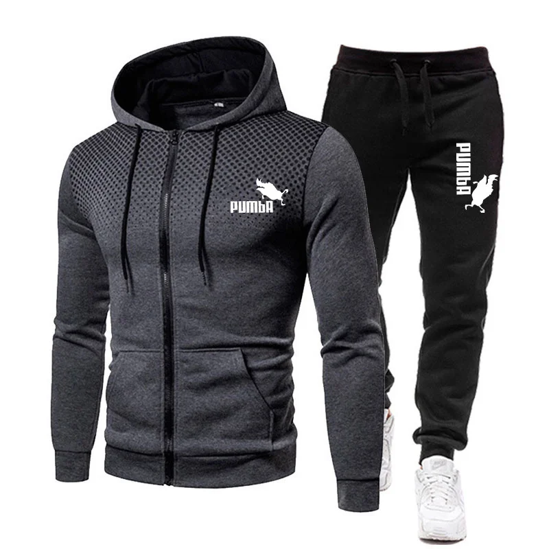 Neue Winter Männer Kleidung der Männer Sets Druck Hoodie Set Fleece Zipper Sweatshirt Casual Sport Jogginghose Herren Trainings