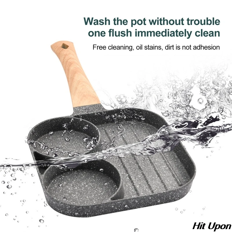 

3 in 1 Steak And Egg Pan Non-stick Ham Pancake Maker Wooden Handle Suitable For Gas Stove And Induction Cooker Kitchen Tools