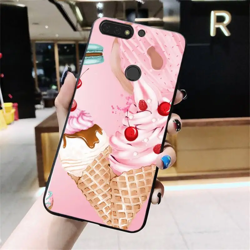 Чехол Babaite с мороженым черный мягкий чехол для телефона Huawei Honor 8X 9 10 20 Lite 7A 7C Honor10i 9X
